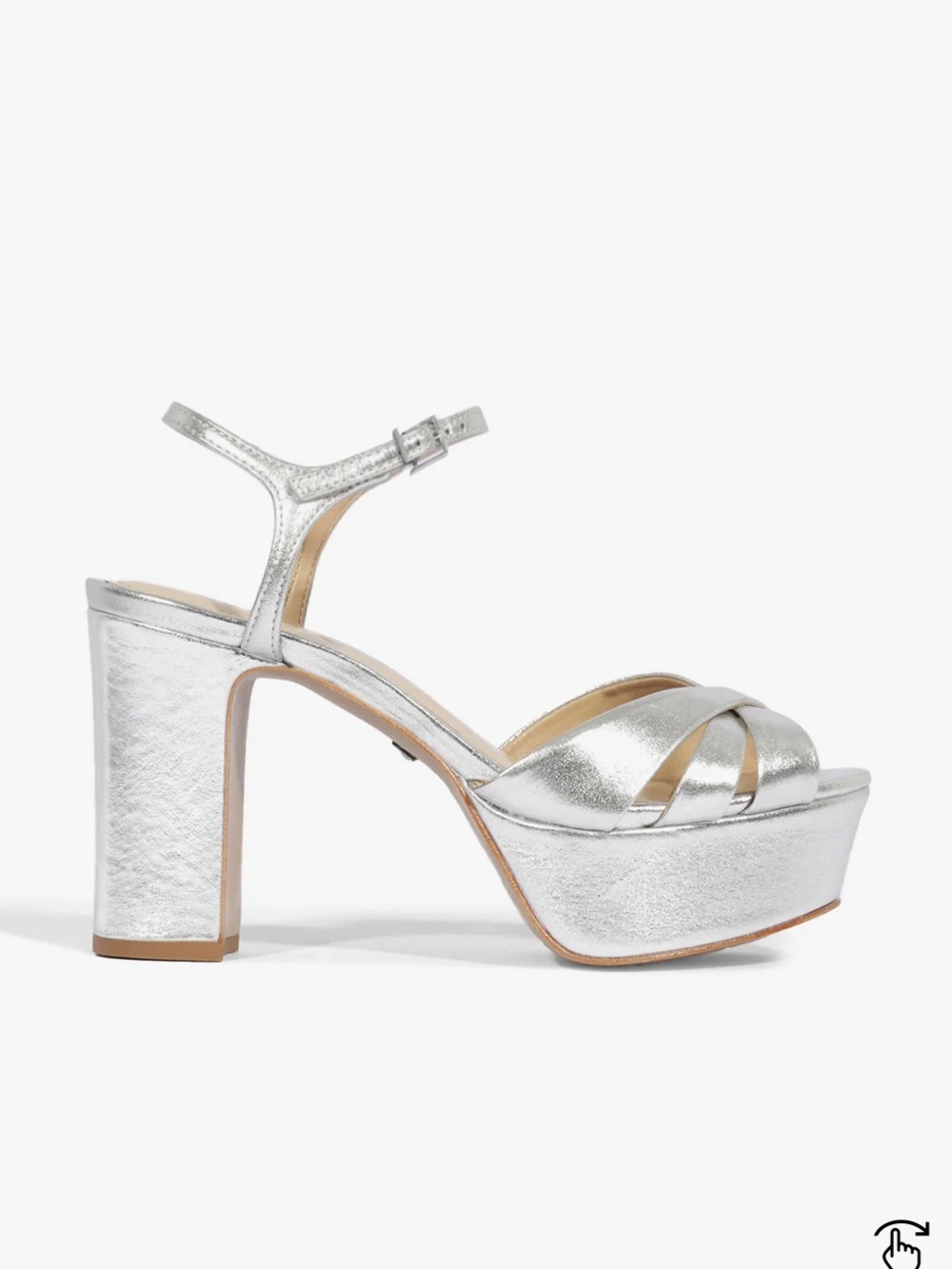SCHUTZ Keefa Metallic Silver Crisscross Platform Sandals